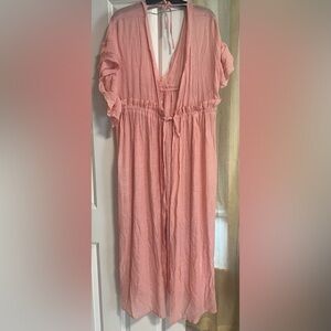 NWT Ruffled Sleeve Swim Cover Maxi - OS